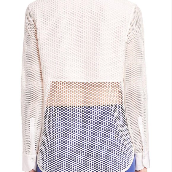 Rag & Bone Luna White Mesh Long Sleeve Button Down Shirt - Picture 3 of 4